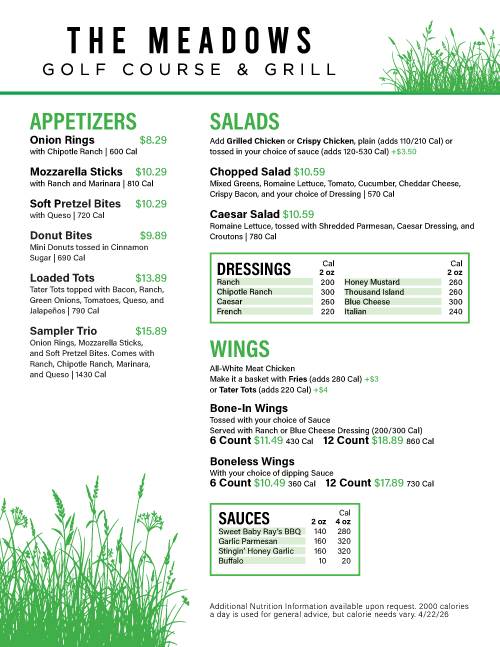 Grill Restaurant Menu